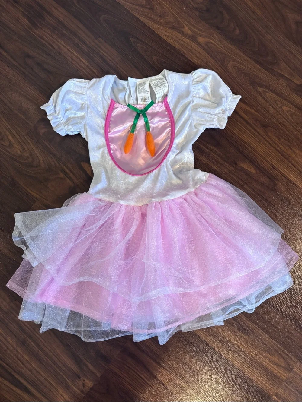 Pink & White Bunny Dress-Up Costume with Carrot Detail